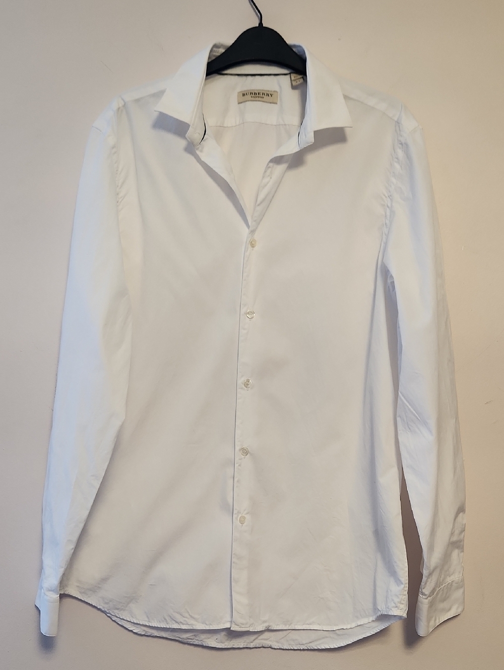 Burberry Men's White Tailored-Fit Dress Shirt Size 16 Neck